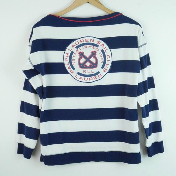 Lauren Ralph Lauren Tops - Ralph Lauren Medium Top Nautical Stripe Sail Club Patch Preppy Boating 90s Y2K